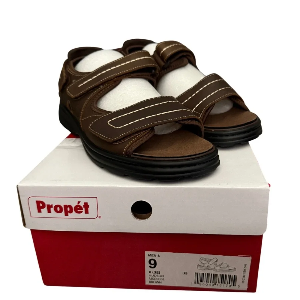 Mens Propet Hudson Brown‎ Sandals NEW 9 X 3E MSO033L